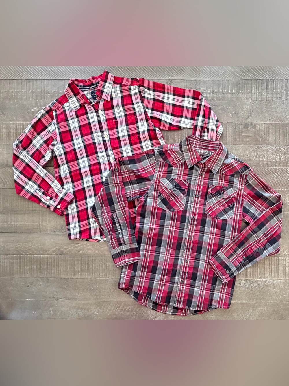 Boys' Red Plaid Button-Up Shirts Size 10/12